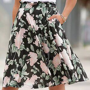 Lascana Black Floral Skirt